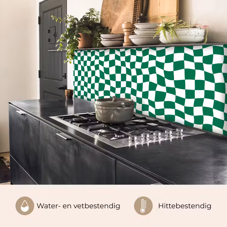 Keuken achterwand - Schaakbord - Golvend - Groen — 5