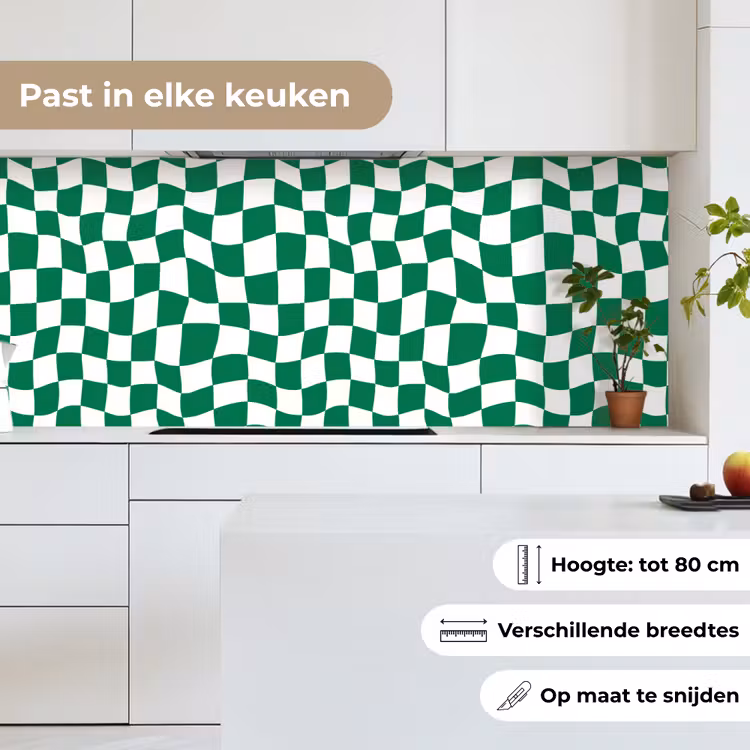 Keuken achterwand - Schaakbord - Golvend - Groen — 7