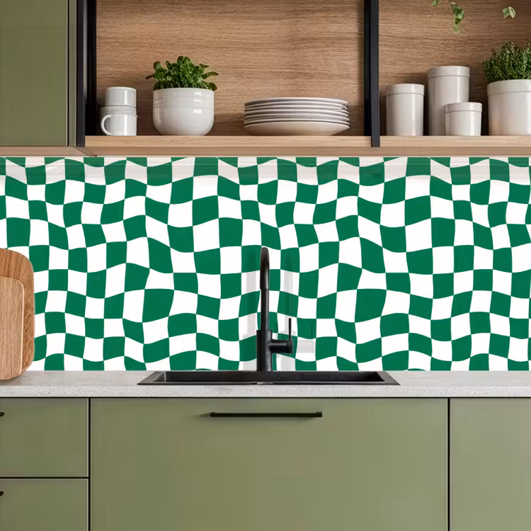 Keuken achterwand - Schaakbord - Golvend - Groen — 8