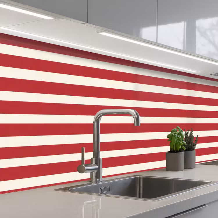 Keuken achterwand - Strepen - Patroon - Rood — 2