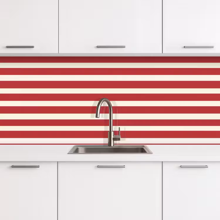 Keuken achterwand - Strepen - Patroon - Rood — 4