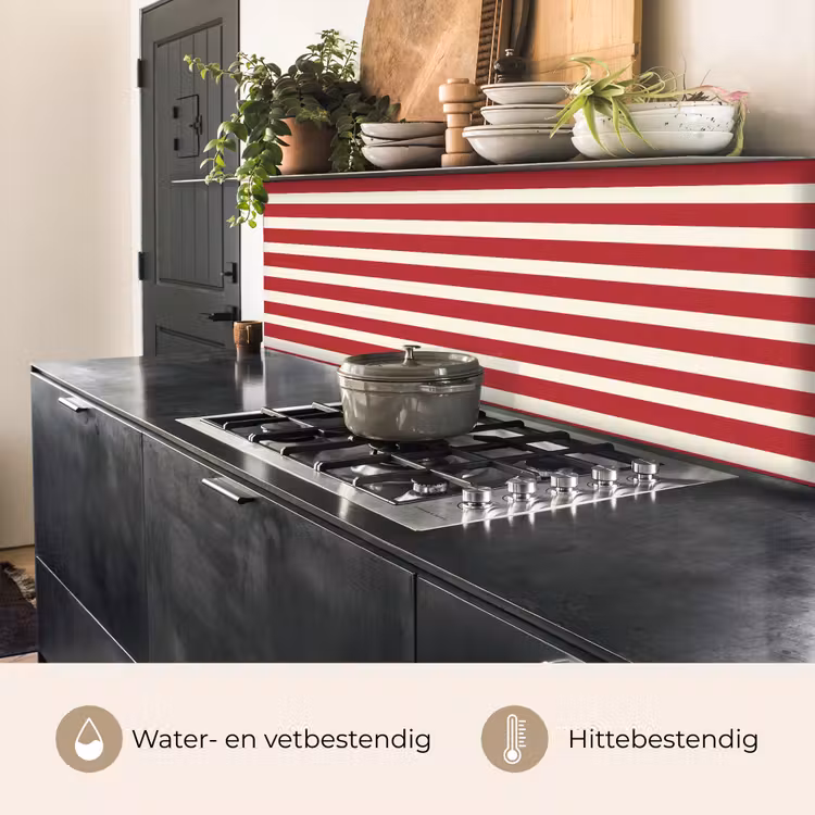 Keuken achterwand - Strepen - Patroon - Rood — 5