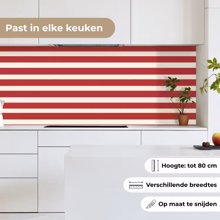 Keuken achterwand - Strepen - Patroon - Rood — 7
