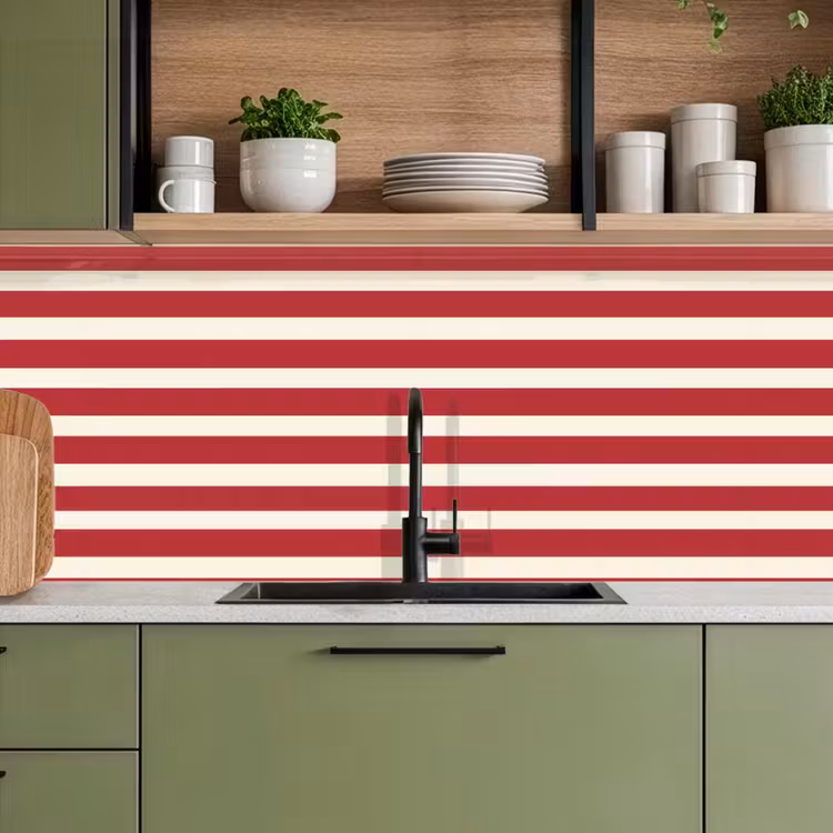 Keuken achterwand - Strepen - Patroon - Rood — 8