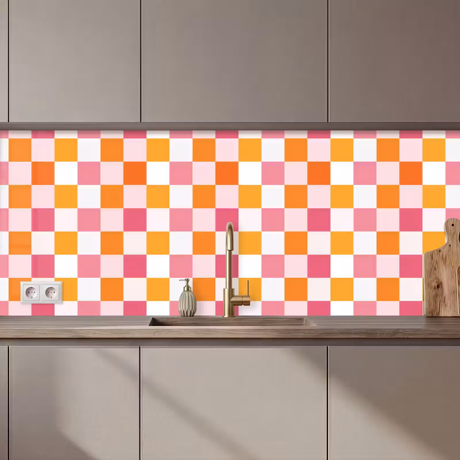 Keuken achterwand - Patroon - Vierkant - Roze — 1