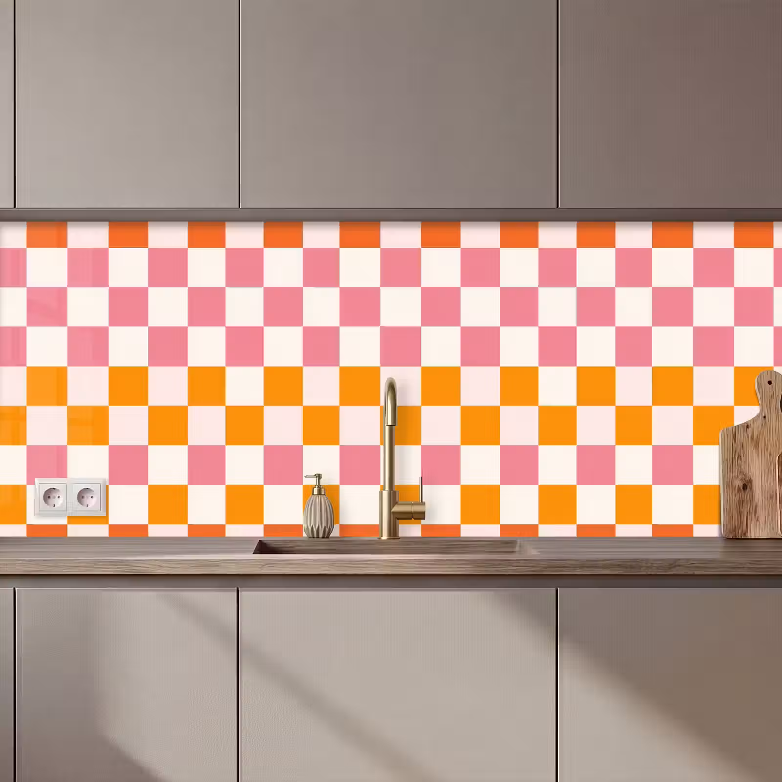 Keuken achterwand - Vierkant - Patroon - Oranje — 1