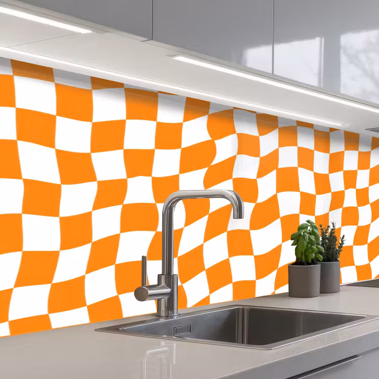 Keuken achterwand - Golvend - Patroon - Oranje — 2