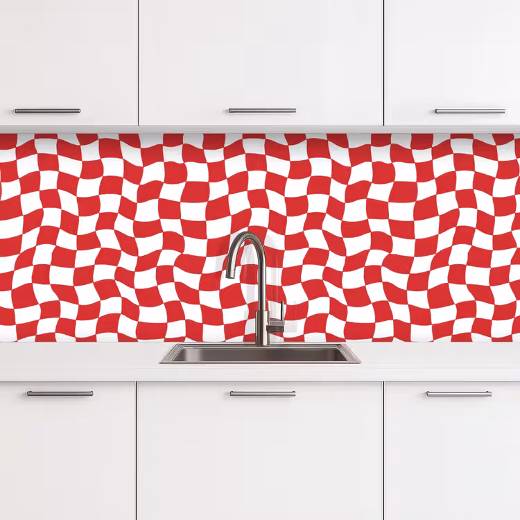 Keuken achterwand - Golvend - Patroon - Rood — 4