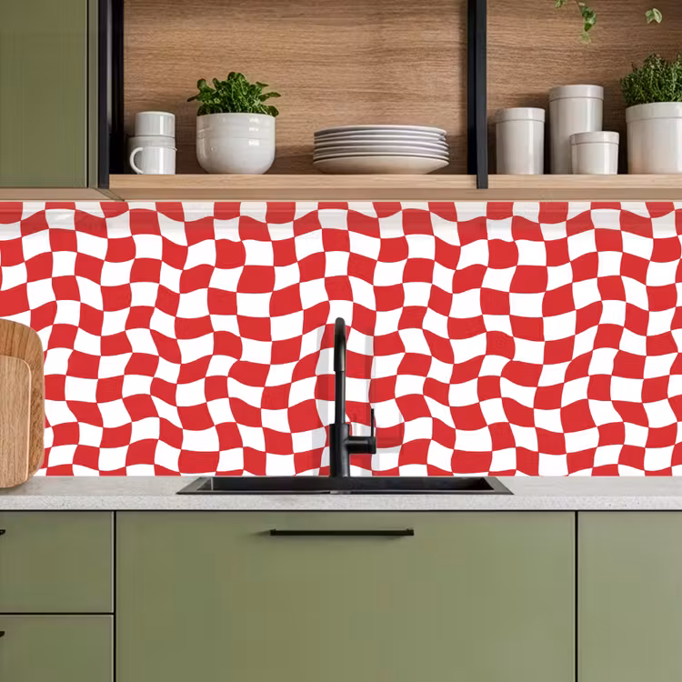 Keuken achterwand - Golvend - Patroon - Rood — 8