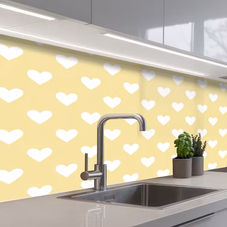 Keuken achterwand - Hartjes - Patroon - Geel — 2