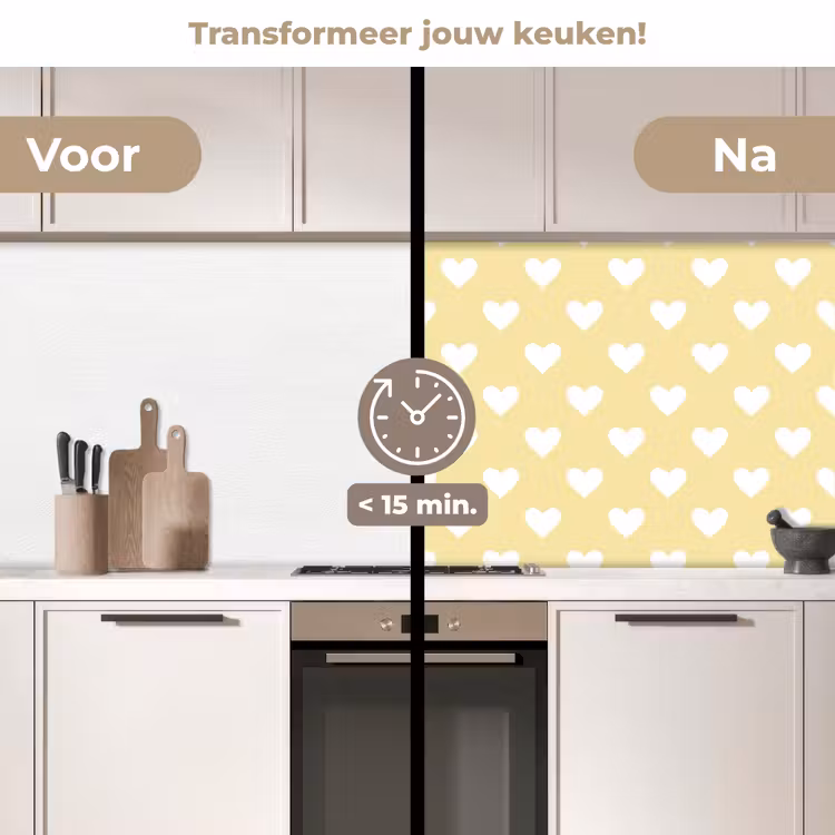 Keuken achterwand - Hartjes - Patroon - Geel — 3