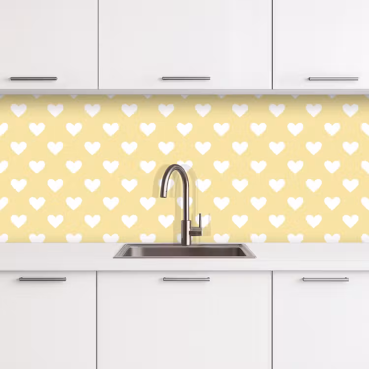 Keuken achterwand - Hartjes - Patroon - Geel — 4