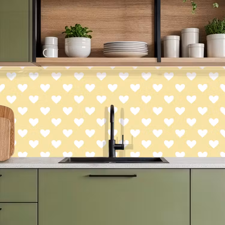 Keuken achterwand - Hartjes - Patroon - Geel — 8