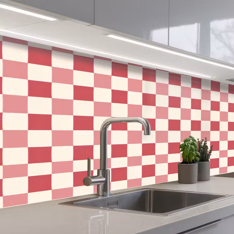 Keuken achterwand - Patroon - Schaak - Roze — 2