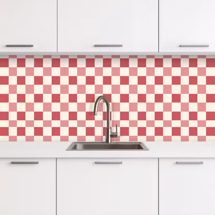 Keuken achterwand - Patroon - Schaak - Roze — 4