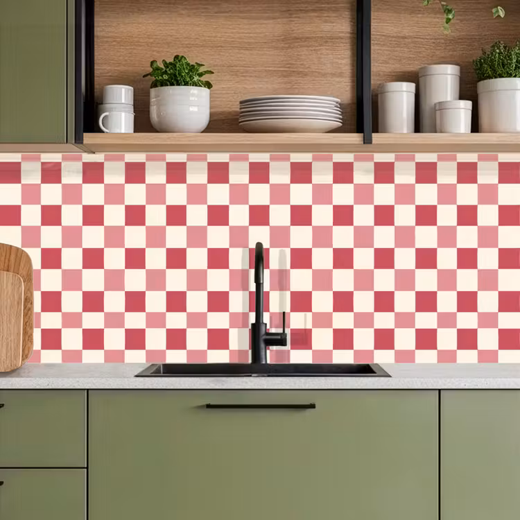 Keuken achterwand - Patroon - Schaak - Roze — 8