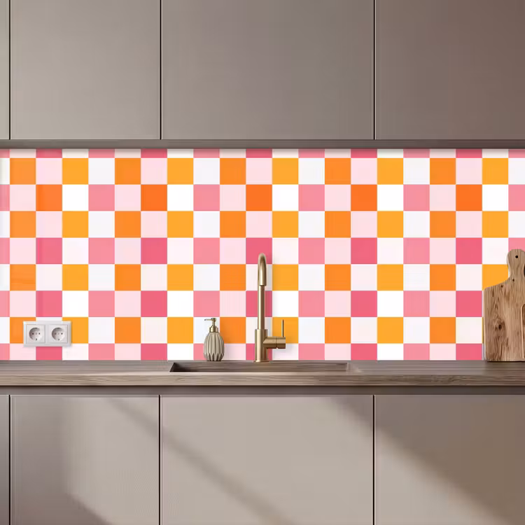 Keuken achterwand - Patroon - Vierkant - Roze — 1