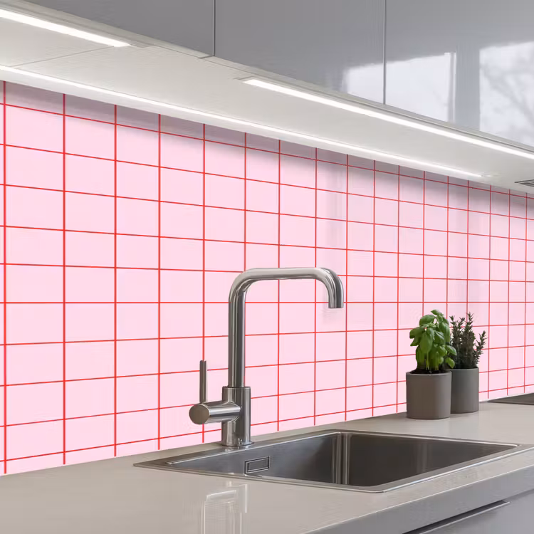 Keuken achterwand - Raster - Patroon - Roze — 2