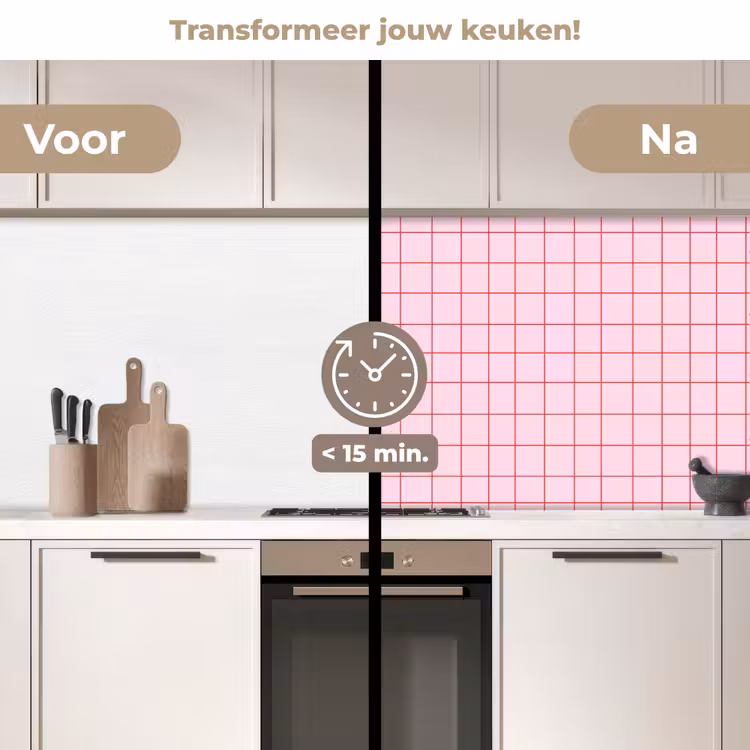 Keuken achterwand - Raster - Patroon - Roze — 3
