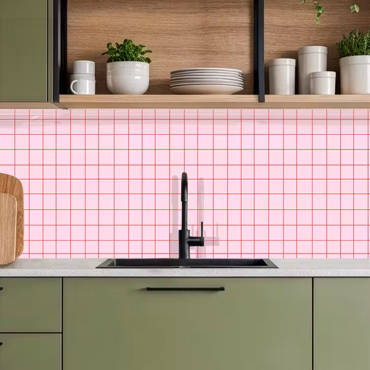 Keuken achterwand - Raster - Patroon - Roze — 8