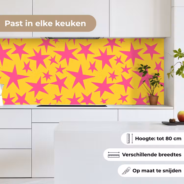Keuken achterwand - Sterren - Patroon - Roze - Geel — 7