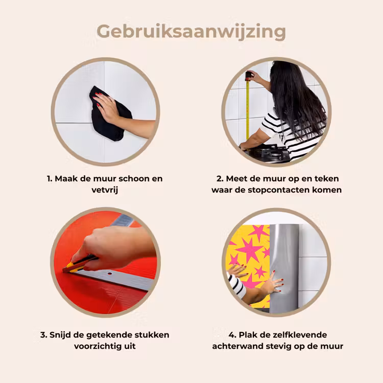 Keuken achterwand - Sterren - Patroon - Roze - Geel — 9