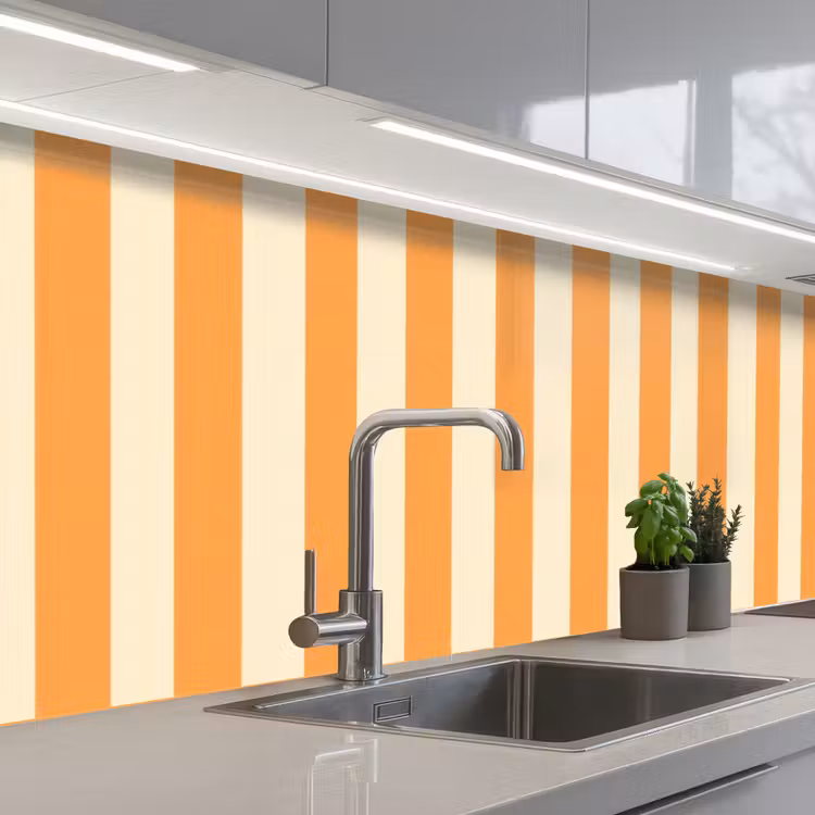 Keuken achterwand - Strepen - Patroon - Oranje — 2