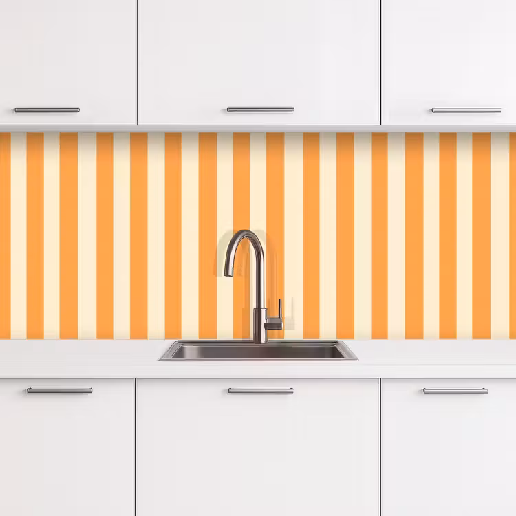 Keuken achterwand - Strepen - Patroon - Oranje — 4