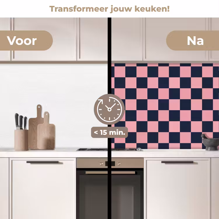 Keuken achterwand - Traditioneel - Patroon - Blauw - Roze — 3