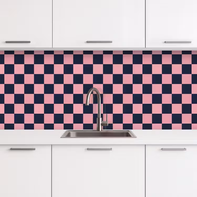 Keuken achterwand - Traditioneel - Patroon - Blauw - Roze — 4