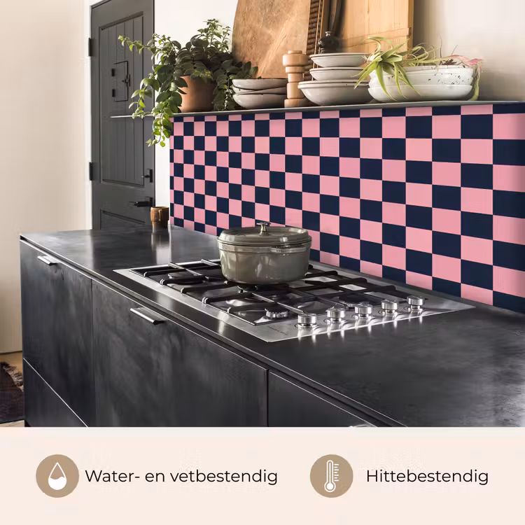 Keuken achterwand - Traditioneel - Patroon - Blauw - Roze — 5