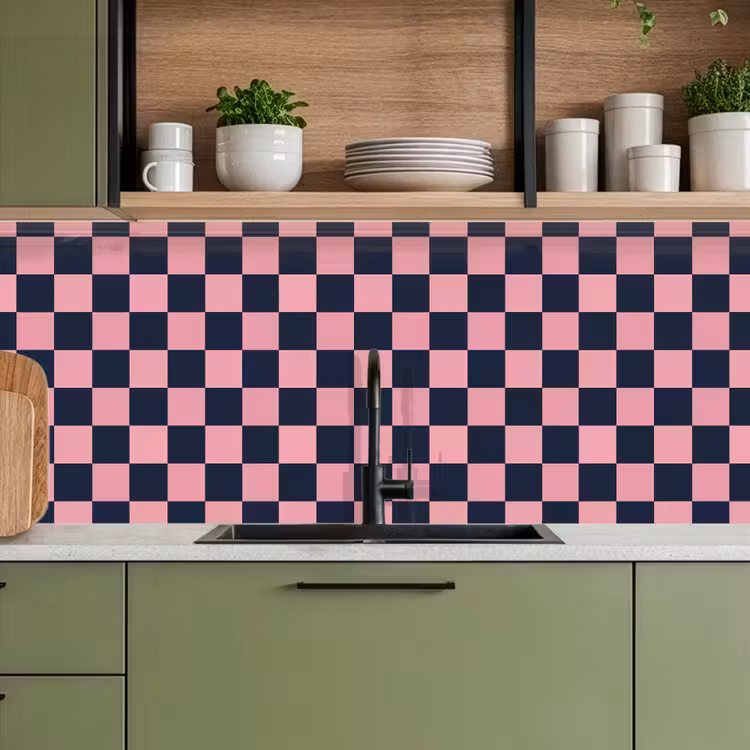 Keuken achterwand - Traditioneel - Patroon - Blauw - Roze — 8