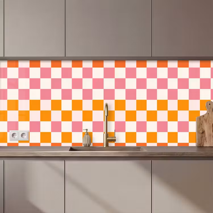 Keuken achterwand - Vierkant - Patroon - Oranje — 1