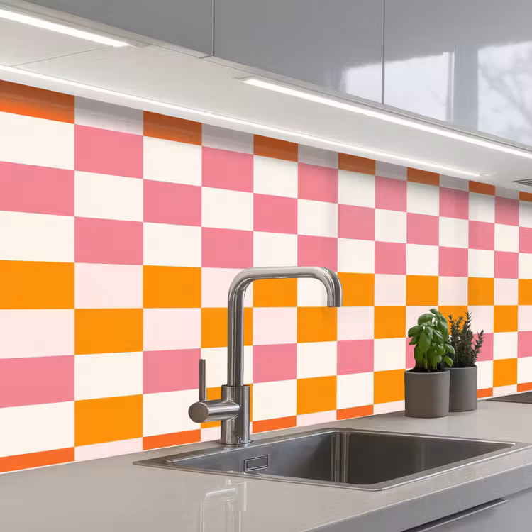 Keuken achterwand - Vierkant - Patroon - Oranje — 2