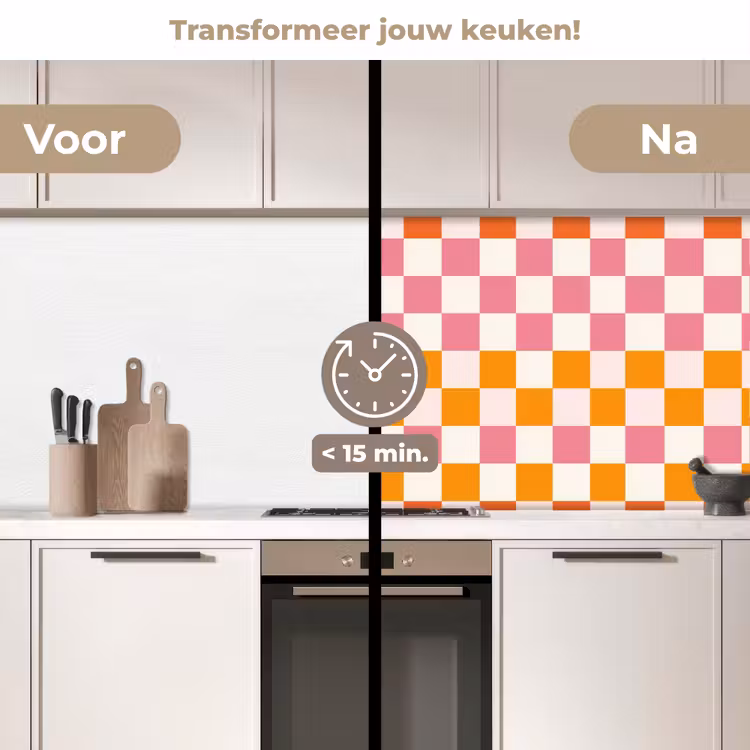 Keuken achterwand - Vierkant - Patroon - Oranje — 3