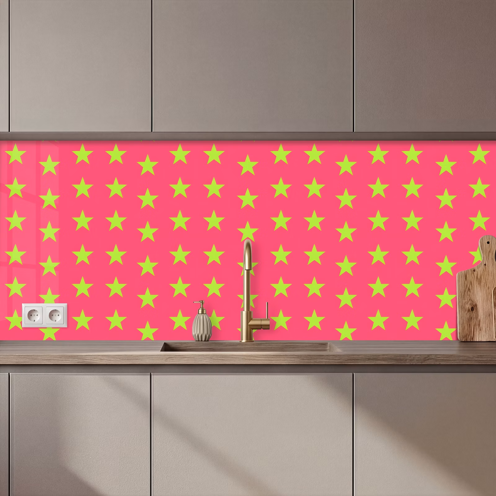 Keuken achterwand - Sterren - Patroon - Roze — 1