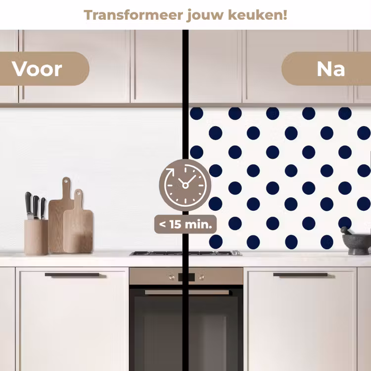 Keuken achterwand - Klassiek - Stippen - Blauw — 3