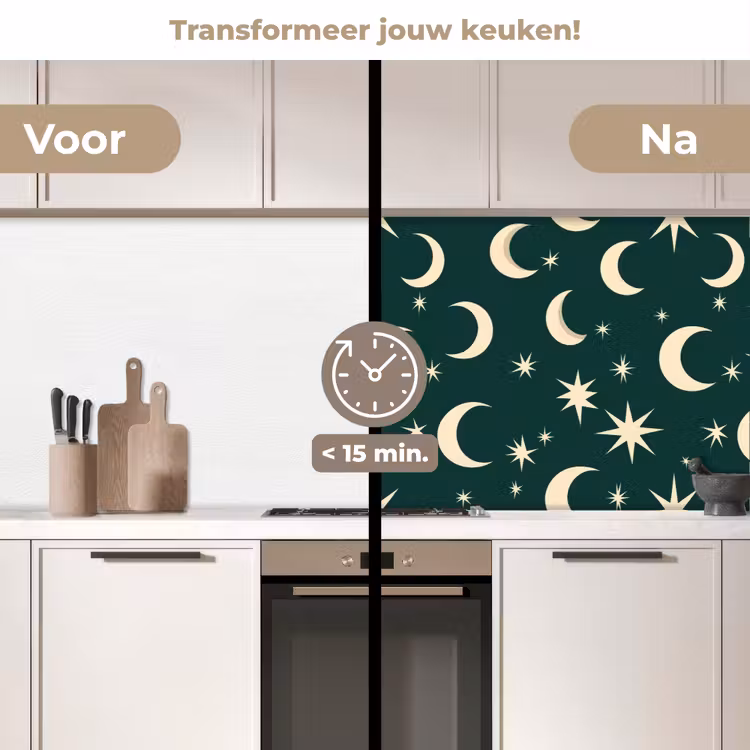 Keuken achterwand - Manen - Sterren - Groen — 3