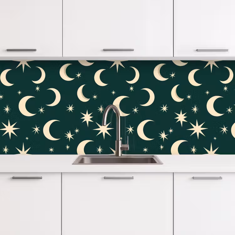 Keuken achterwand - Manen - Sterren - Groen — 4