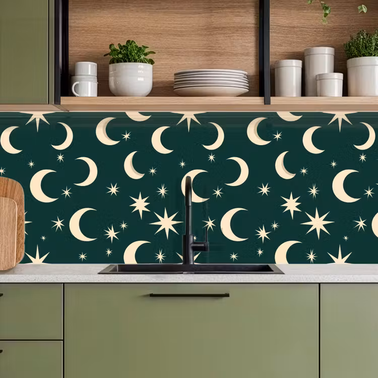 Keuken achterwand - Manen - Sterren - Groen — 8