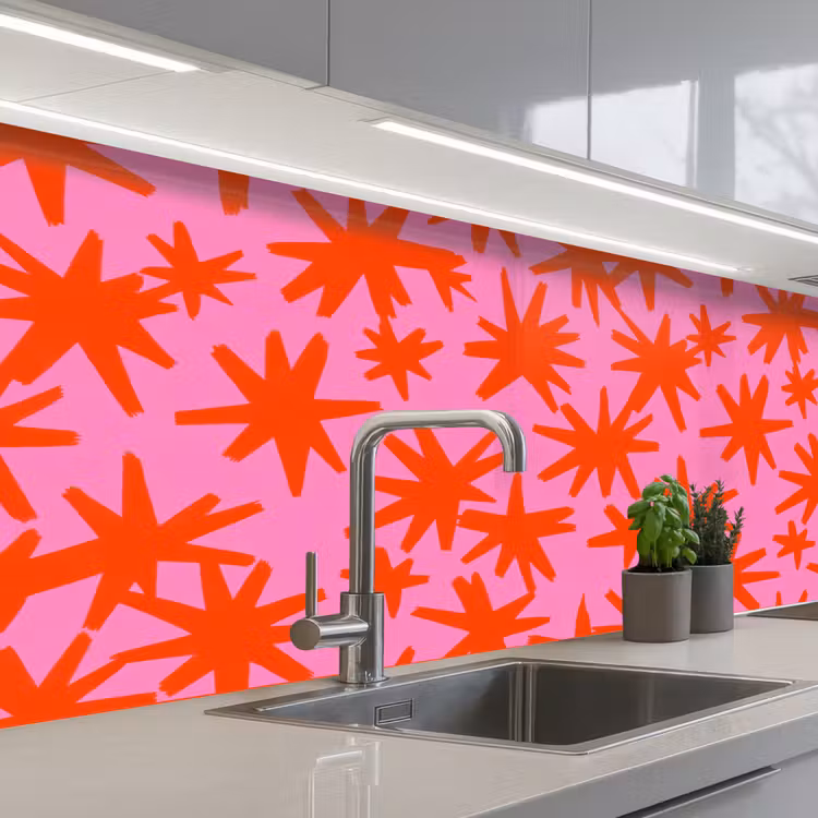 Keuken achterwand - Modern - Sterren - Roze — 2