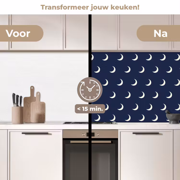 Keuken achterwand - Patroon - Manen - Blauw — 3