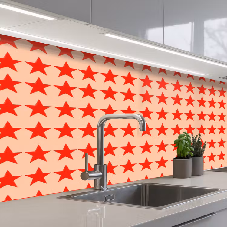 Keuken achterwand - Patroon - Sterren - Rood — 2