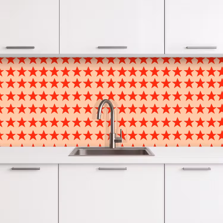 Keuken achterwand - Patroon - Sterren - Rood — 4