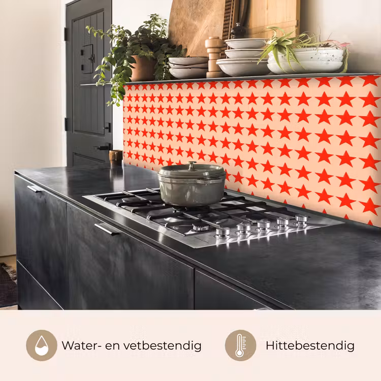 Keuken achterwand - Patroon - Sterren - Rood — 5