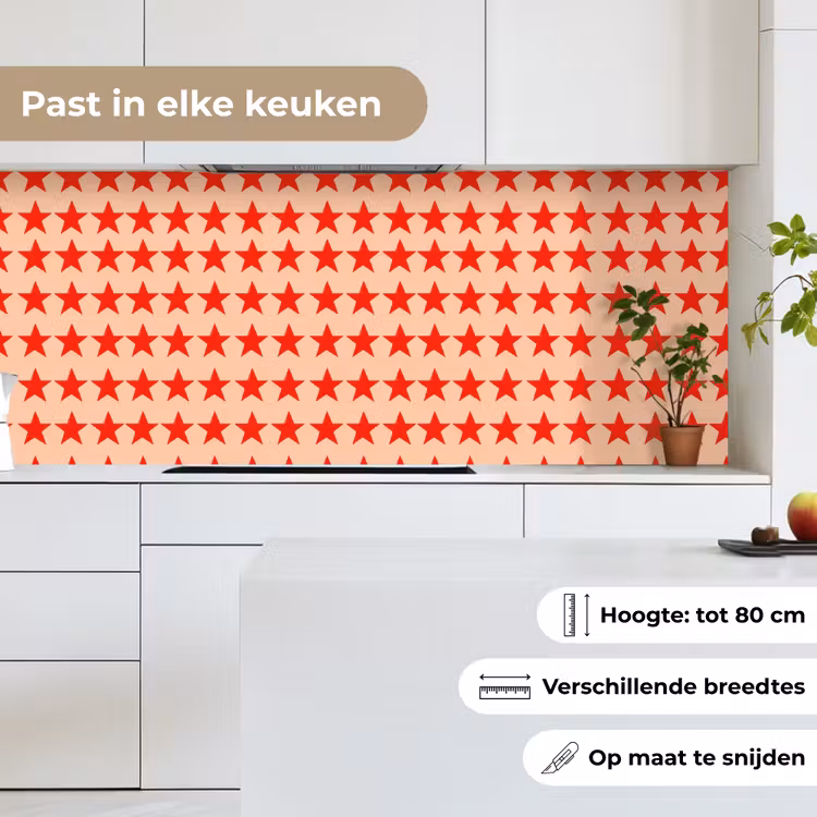 Keuken achterwand - Patroon - Sterren - Rood — 7