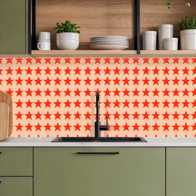 Keuken achterwand - Patroon - Sterren - Rood — 8