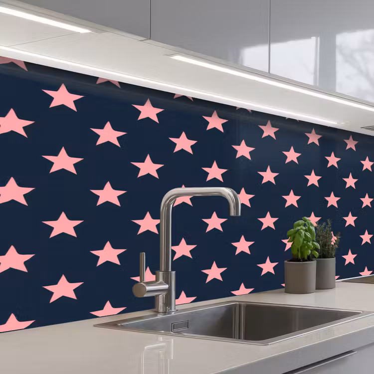 Keuken achterwand - Patroon - Sterren - Roze — 2