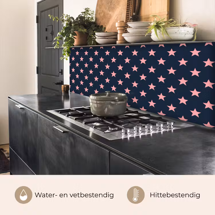 Keuken achterwand - Patroon - Sterren - Roze — 5