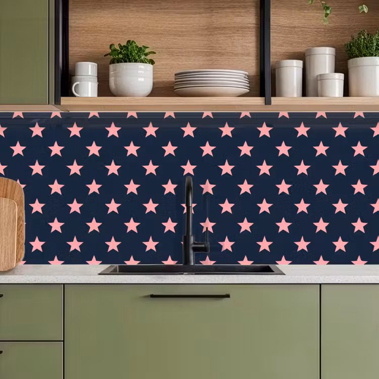 Keuken achterwand - Patroon - Sterren - Roze — 8